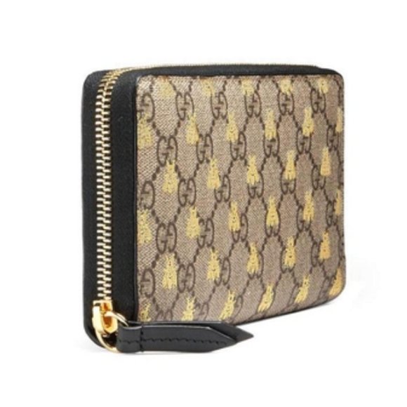 - Gucci Gg Supreme Bees Zip Around Wallet in Beige NWT - Picture 2 of 4
